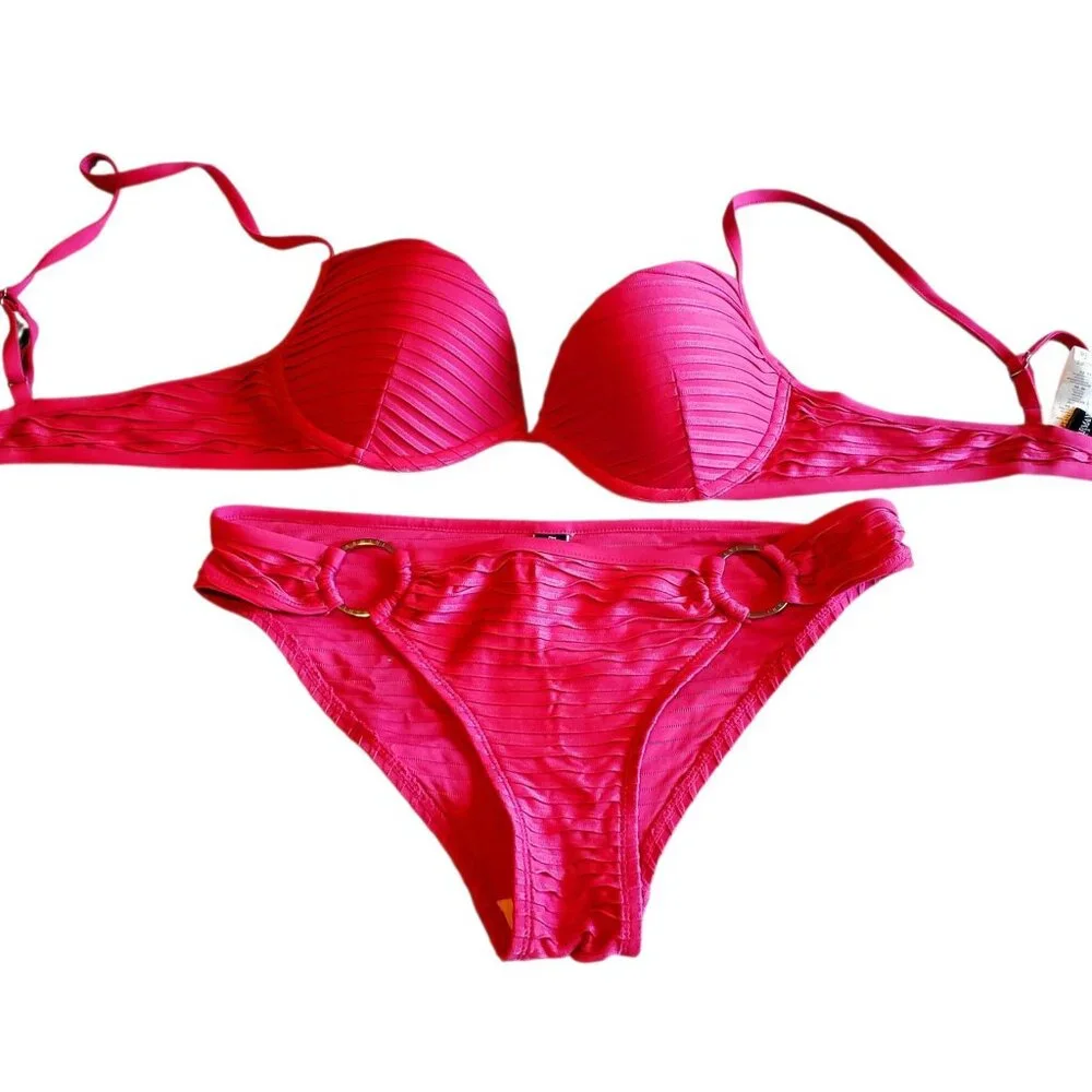 Emporio Armani Pink Summer Bathing Suit Two Piece Swimsuit Sz S - Picture 2 of 7